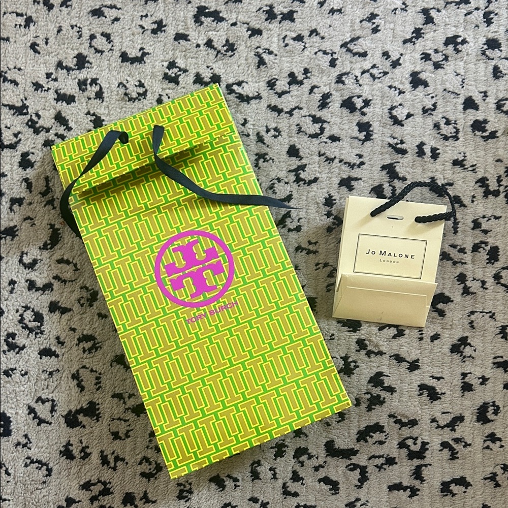 Tory Burch Lime Green Patterned Bag with Jo Malone Bag